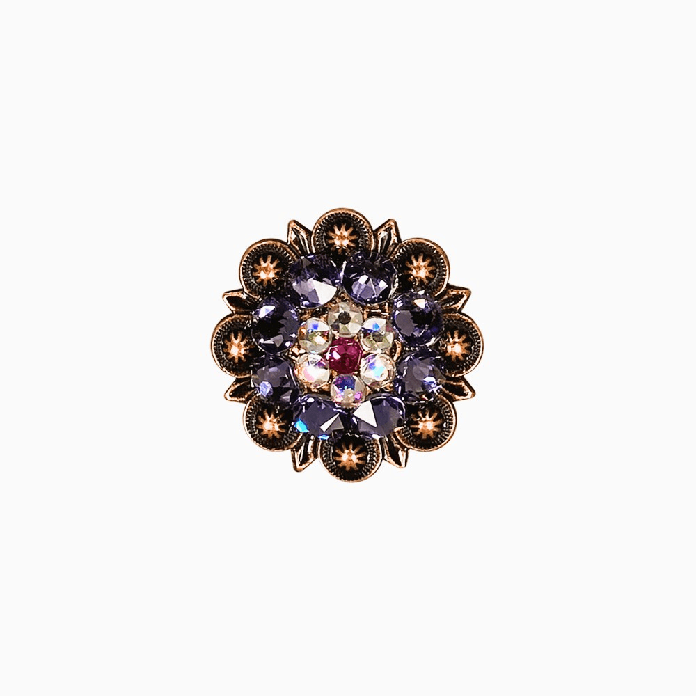 Fuchsia, AB & Lilac Copper 1.25" European Crystal Concho
