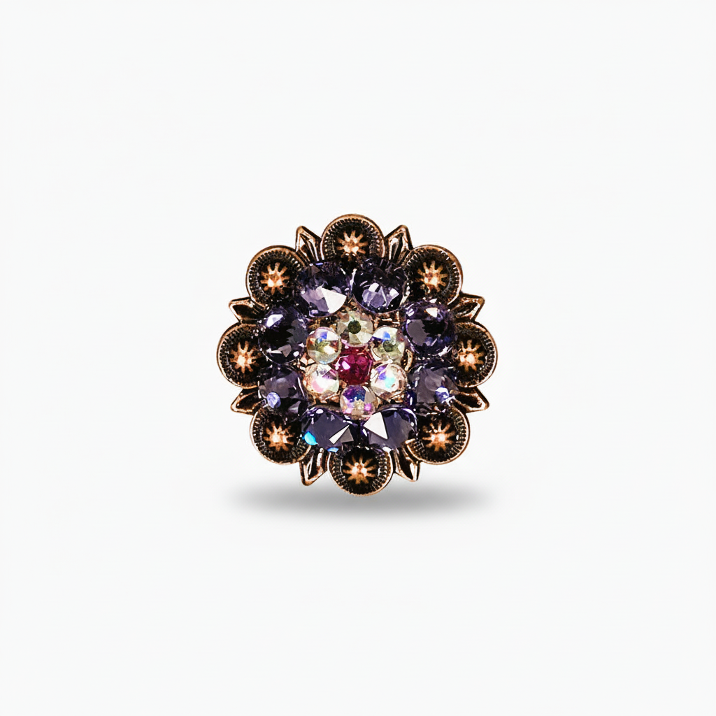 Copper Fuchsia - AB - Lilac Crystal Conchos | Sizes 1"- 3" | Buckles | Saddle Set | Leather Rosettes | Slide — view 4