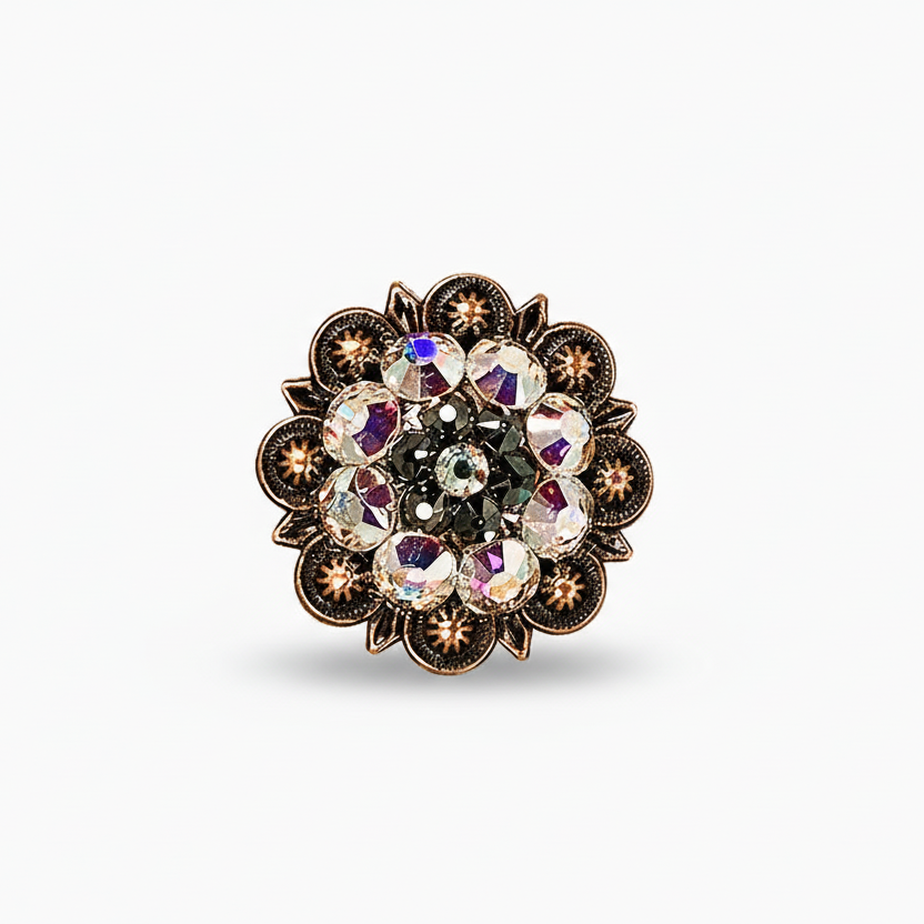 Copper Jet - AB Crystal Conchos | Sizes 1"- 3" | Buckles | Saddle Set | Leather Rosettes | Slide — view 4