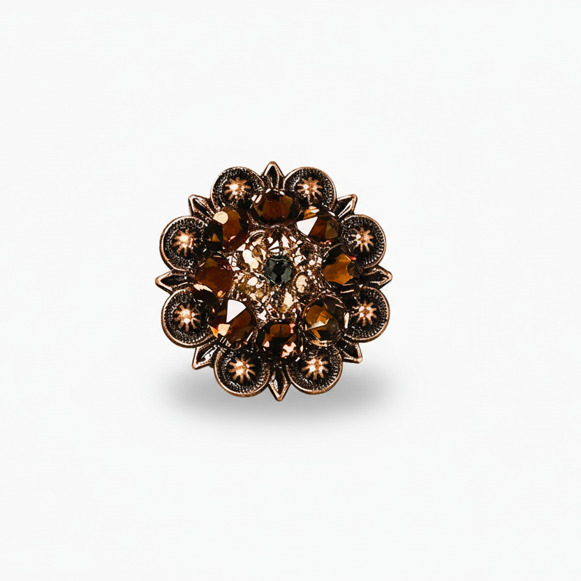 Copper Jet - Champagne - Topaz Crystal Conchos | Sizes 1"- 3" | Buckles | Saddle Set | Leather Rosettes | Slide — view 4