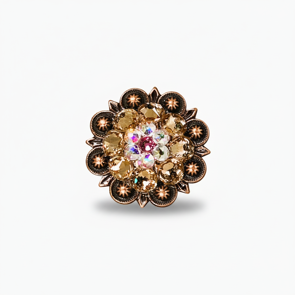 Copper Pink - AB - Champagne Crystal Conchos | Sizes 1"- 3" | Buckles | Saddle Set | Leather Rosettes | Slide — view 4