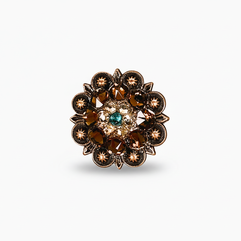 Copper Teal - Champagne - Topaz Crystal Conchos | Sizes 1"- 3" | Buckles | Saddle Set | Leather Rosettes | Slide — view 4