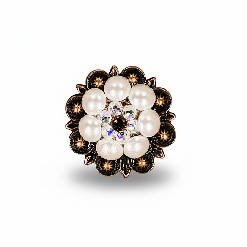 Copper Topaz - AB - Pearl Crystal Conchos | Sizes 1"- 3" | Buckles | Saddle Set | Leather Rosettes | Slide — view 4