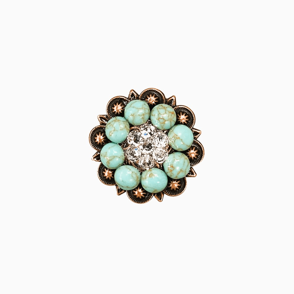 Fashion Turquoise & Clear Copper 1.25" European Crystal Concho