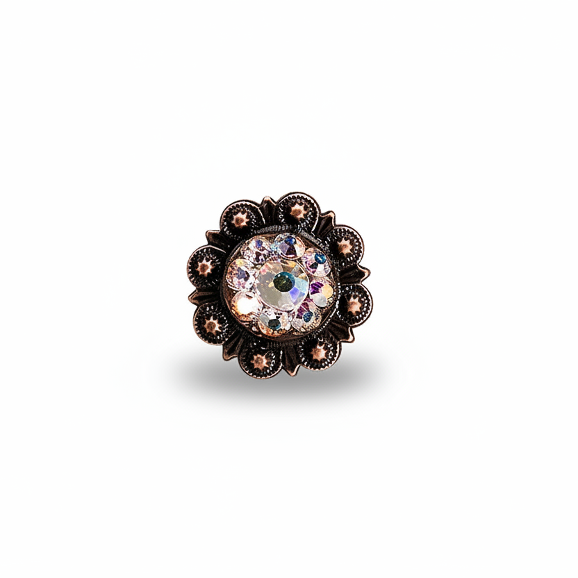 Copper AB Crystal Conchos | Sizes 1"- 3" | Buckles | Saddle Set | Leather Rosettes | Slide — view 3