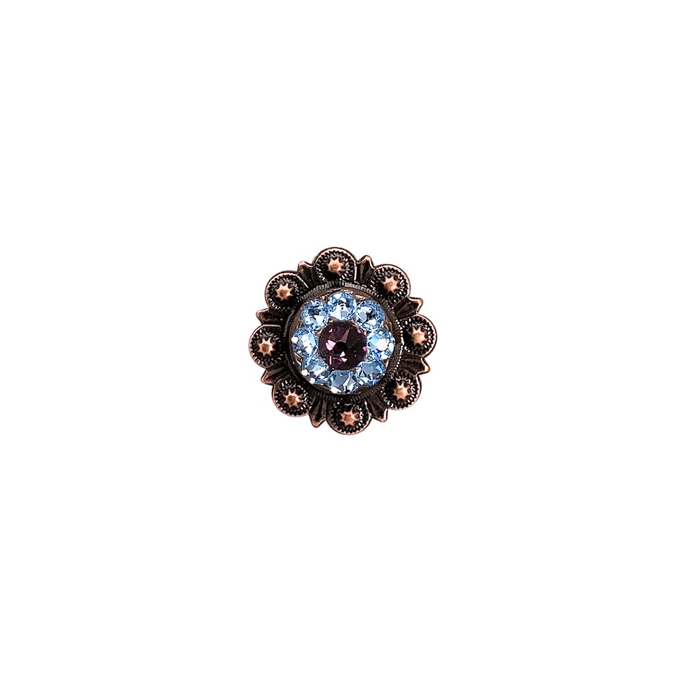 Amethyst & Aqua Copper 1" European Crystal Concho