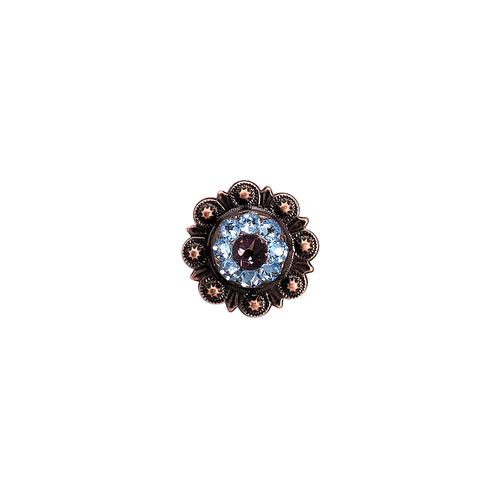 Amethyst & Aqua Copper 1" European Crystal Concho