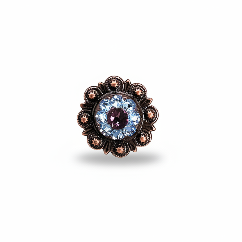 Copper Amethyst - Aqua - Clear Crystal Conchos | Sizes 1"- 3" | Buckles | Saddle Set | Leather Rosettes | Slide — view 3