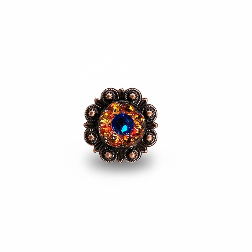 Copper Capri - Fire Opal - Teal Crystal Conchos | Sizes 1"- 3" | Buckles | Saddle Set | Leather Rosettes | Slide — view 3
