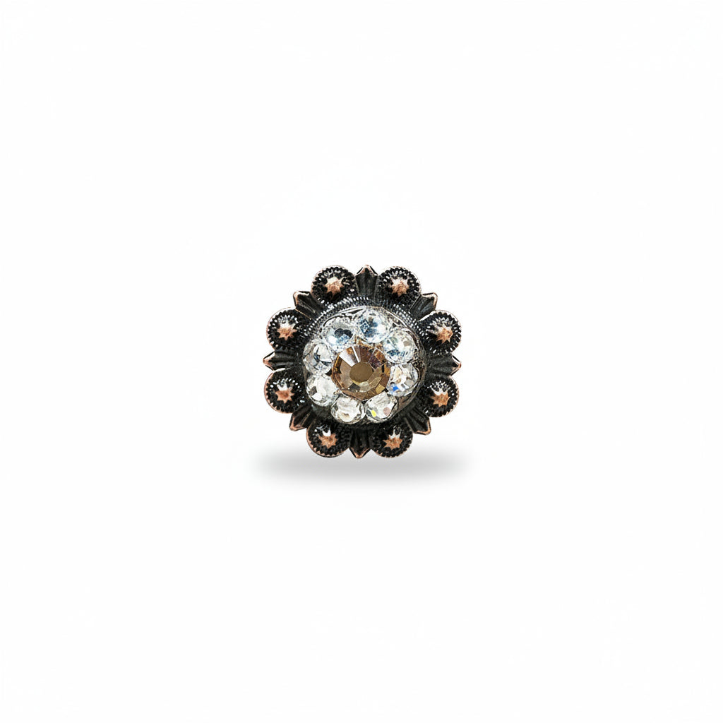 Copper Champagne - Clear Crystal Conchos | Sizes 1"- 3" | Buckles | Saddle Set | Leather Rosettes | Slide — view 3