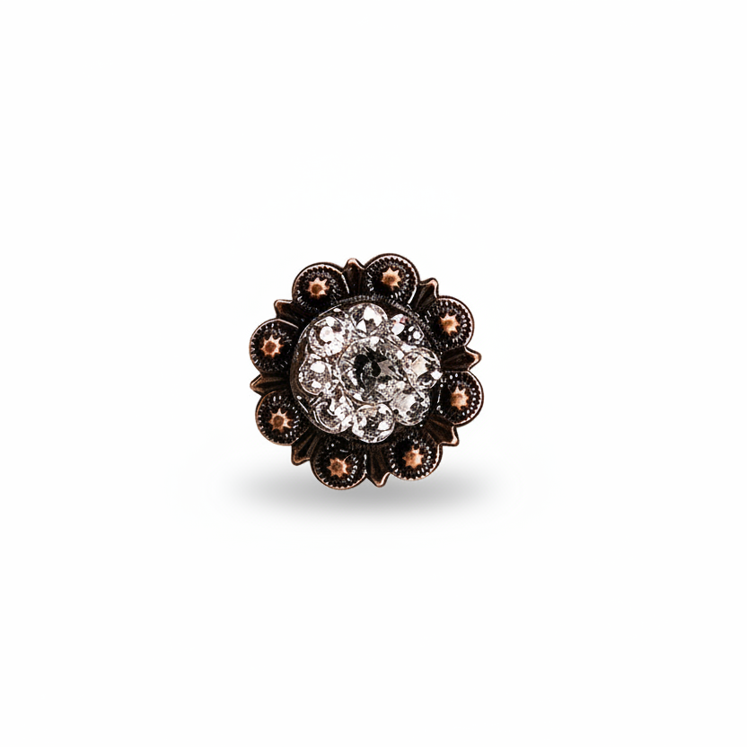 Copper Clear Crystal Conchos | Sizes 1"- 3" | Buckles | Saddle Set | Leather Rosettes | Slide — view 3