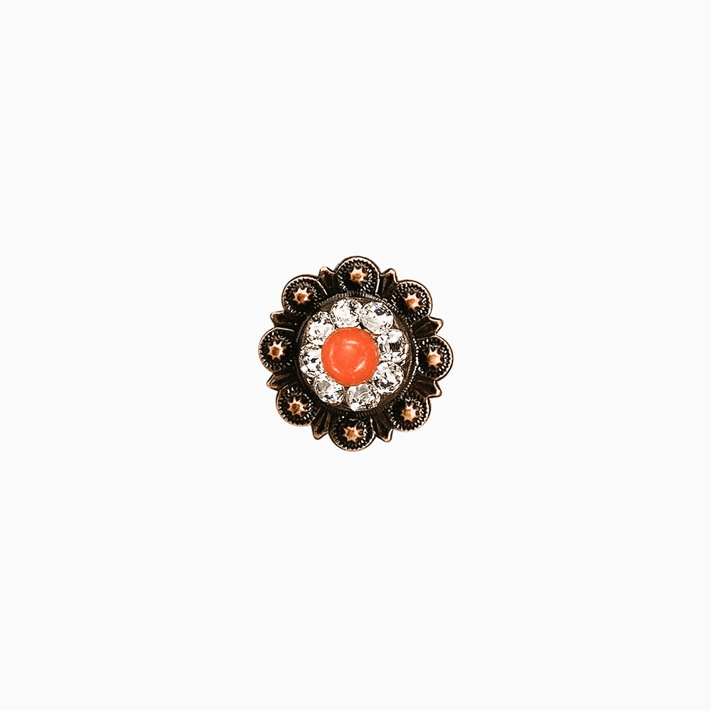 Fashion Coral & Clear Copper 1" European Crystal Concho