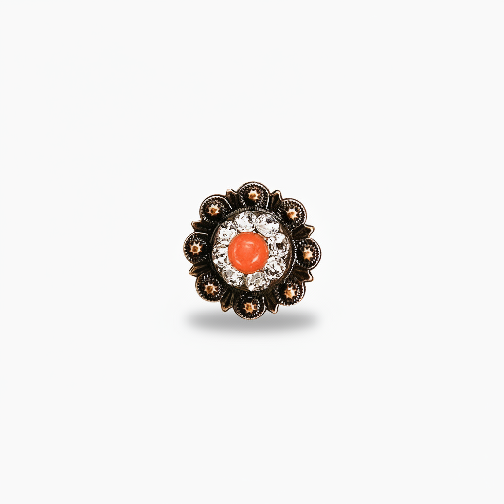 Copper Coral - Clear Crystal Conchos | Sizes 1"- 3" | Buckles | Saddle Set | Leather Rosettes | Slide — view 3