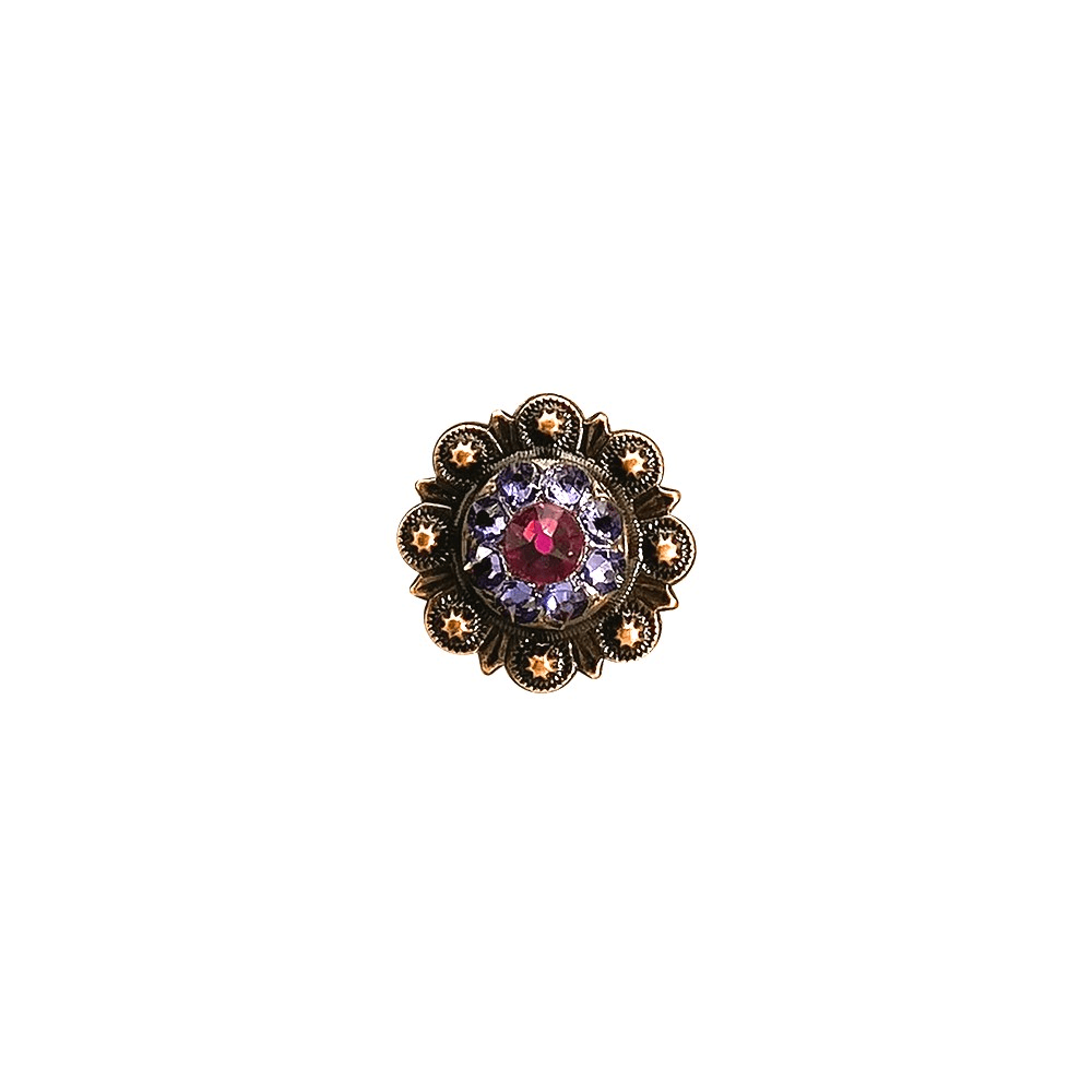 Fuchsia & Lilac Copper 1" European Crystal Concho
