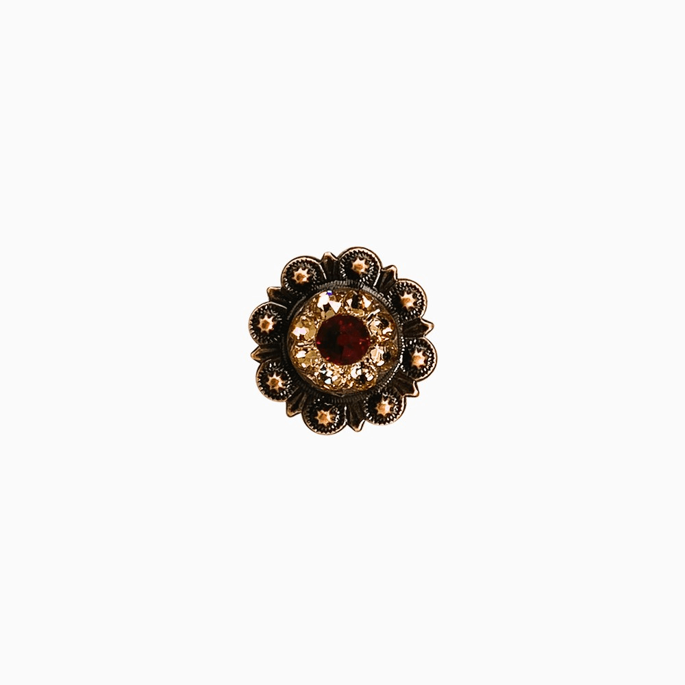 Ruby & Champagne Copper 1" European Crystal Concho