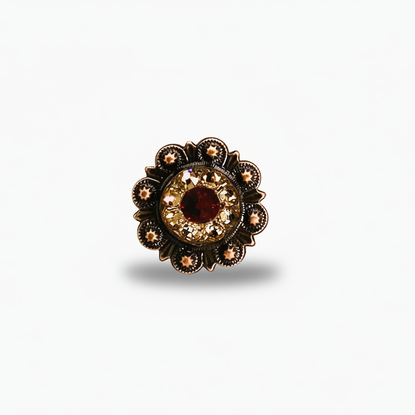 Copper Ruby - Jet - Champagne Crystal Conchos | Sizes 1"- 3" | Buckles | Saddle Set | Leather Rosettes | Slide — view 3
