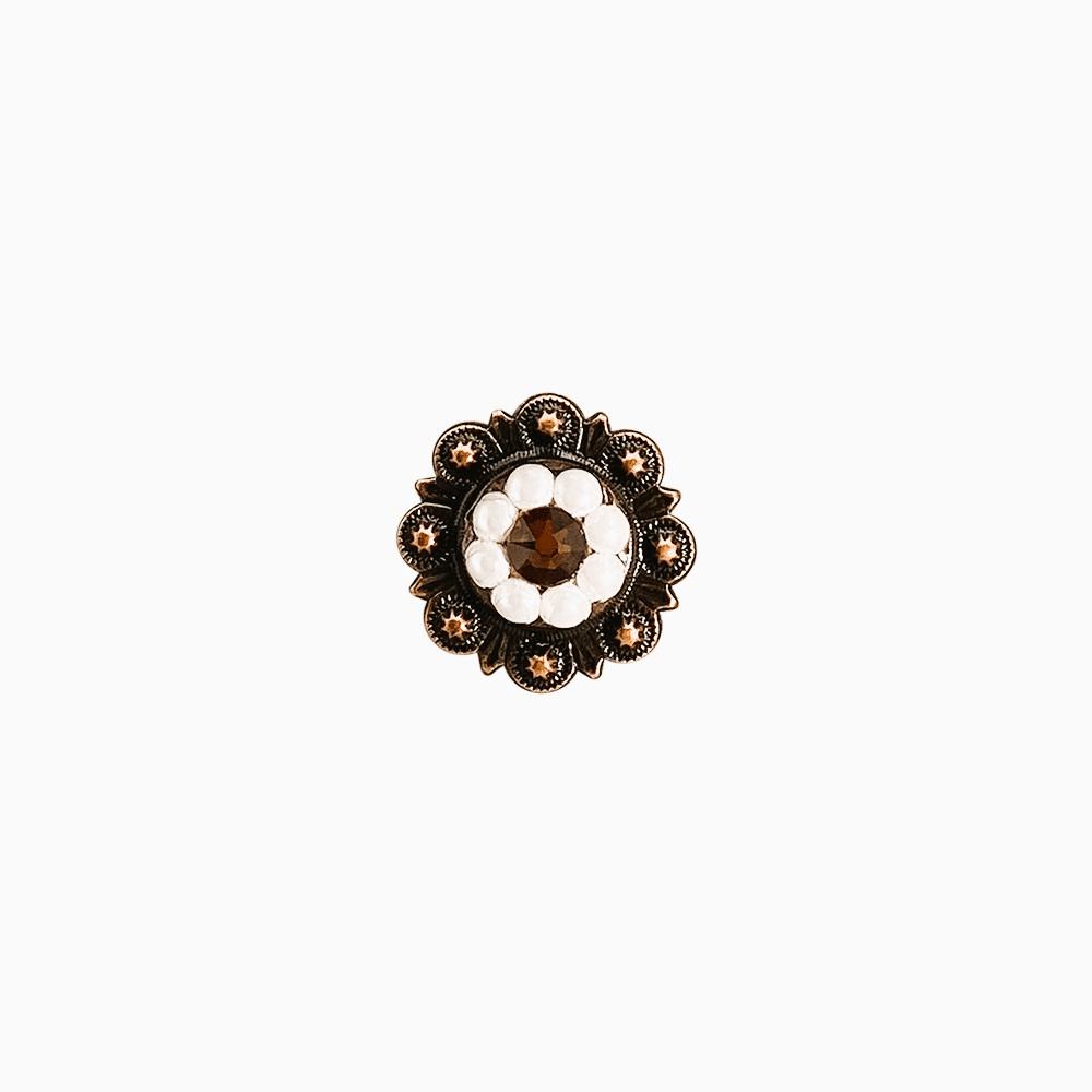 Topaz & Pearl Copper 1" European Crystal Concho