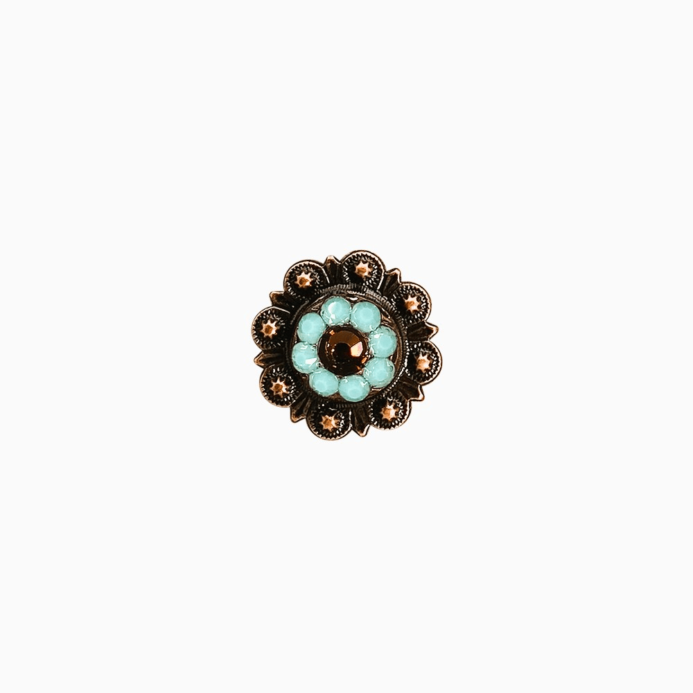 Topaz & Turquoise Copper 1" European Crystal Concho
