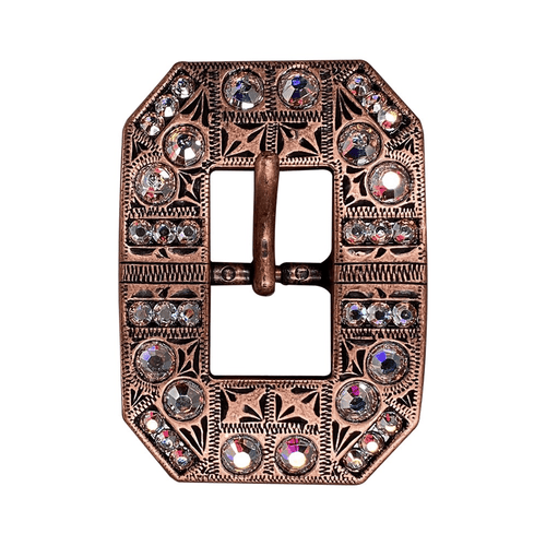 AB Copper European Crystal Square Cart Buckle