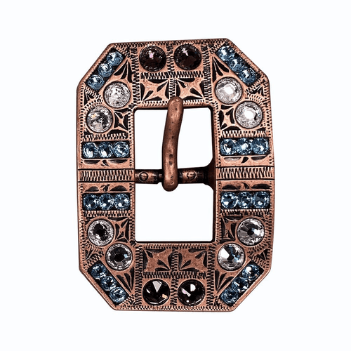 Amethyst, Aqua & Clear Copper European Crystal Square Cart Buckle