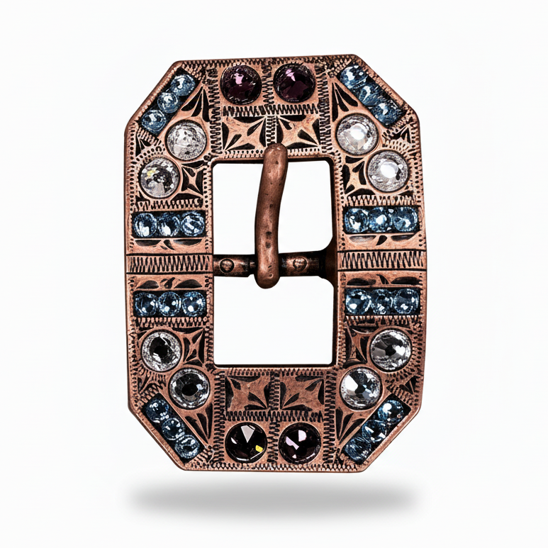 Copper Amethyst - Aqua - Clear Crystal Conchos | Sizes 1"- 3" | Buckles | Saddle Set | Leather Rosettes | Slide — view 8