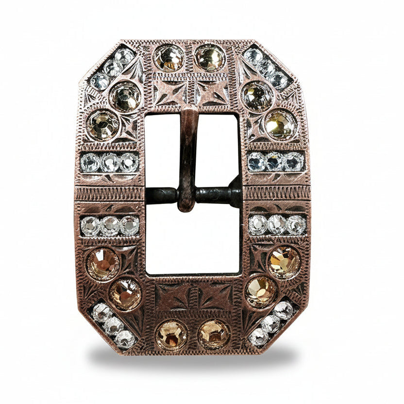 Copper Champagne - Clear Crystal Conchos | Sizes 1"- 3" | Buckles | Saddle Set | Leather Rosettes | Slide — view 8