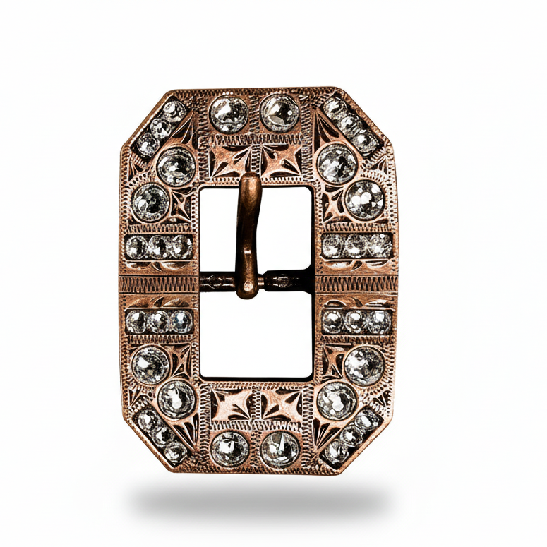 Copper Clear Crystal Conchos | Sizes 1"- 3" | Buckles | Saddle Set | Leather Rosettes | Slide — view 8