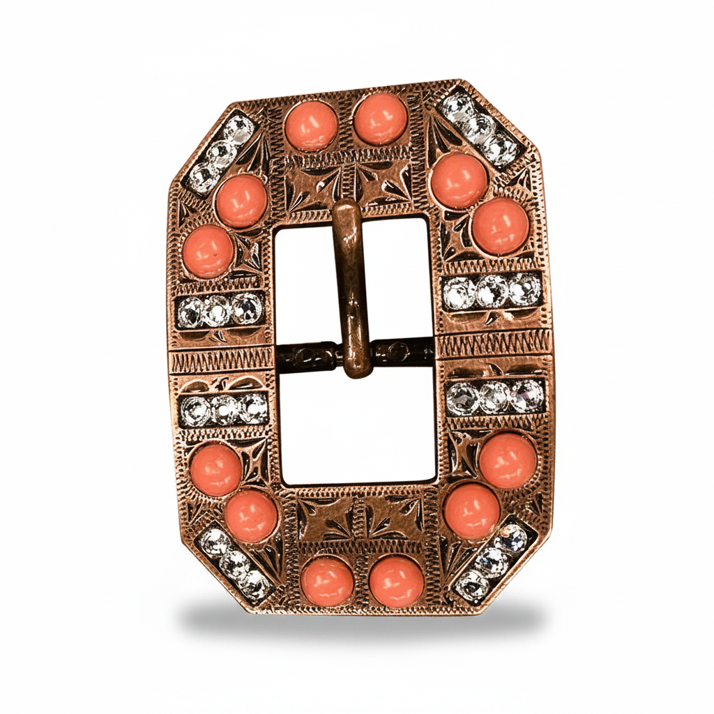 Copper Coral - Clear Crystal Conchos | Sizes 1"- 3" | Buckles | Saddle Set | Leather Rosettes | Slide — view 8