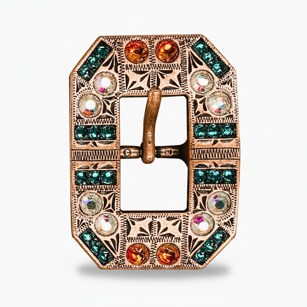 Copper Fire Opal - Teal - AB Crystal Conchos | Sizes 1"- 3" | Buckles | Saddle Set | Leather Rosettes | Slide — view 8