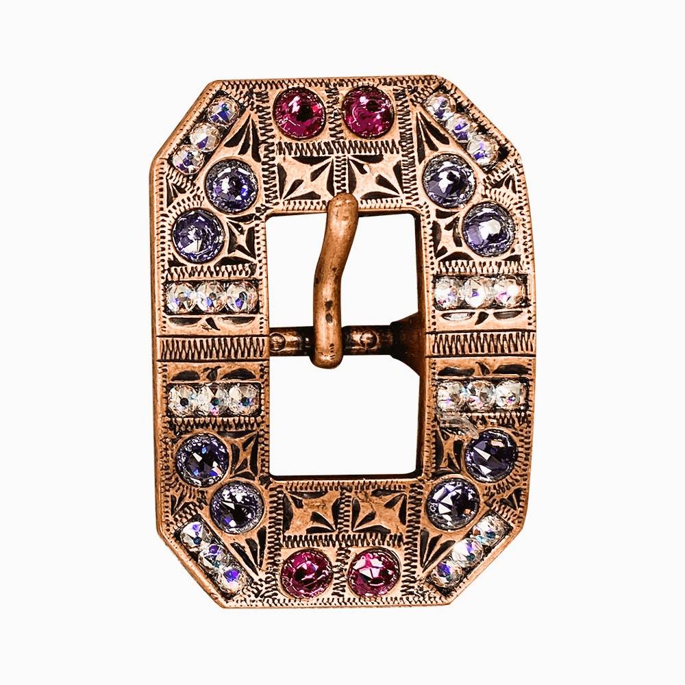 Fuchsia, AB & Lilac Copper European Crystal Square Cart Buckle