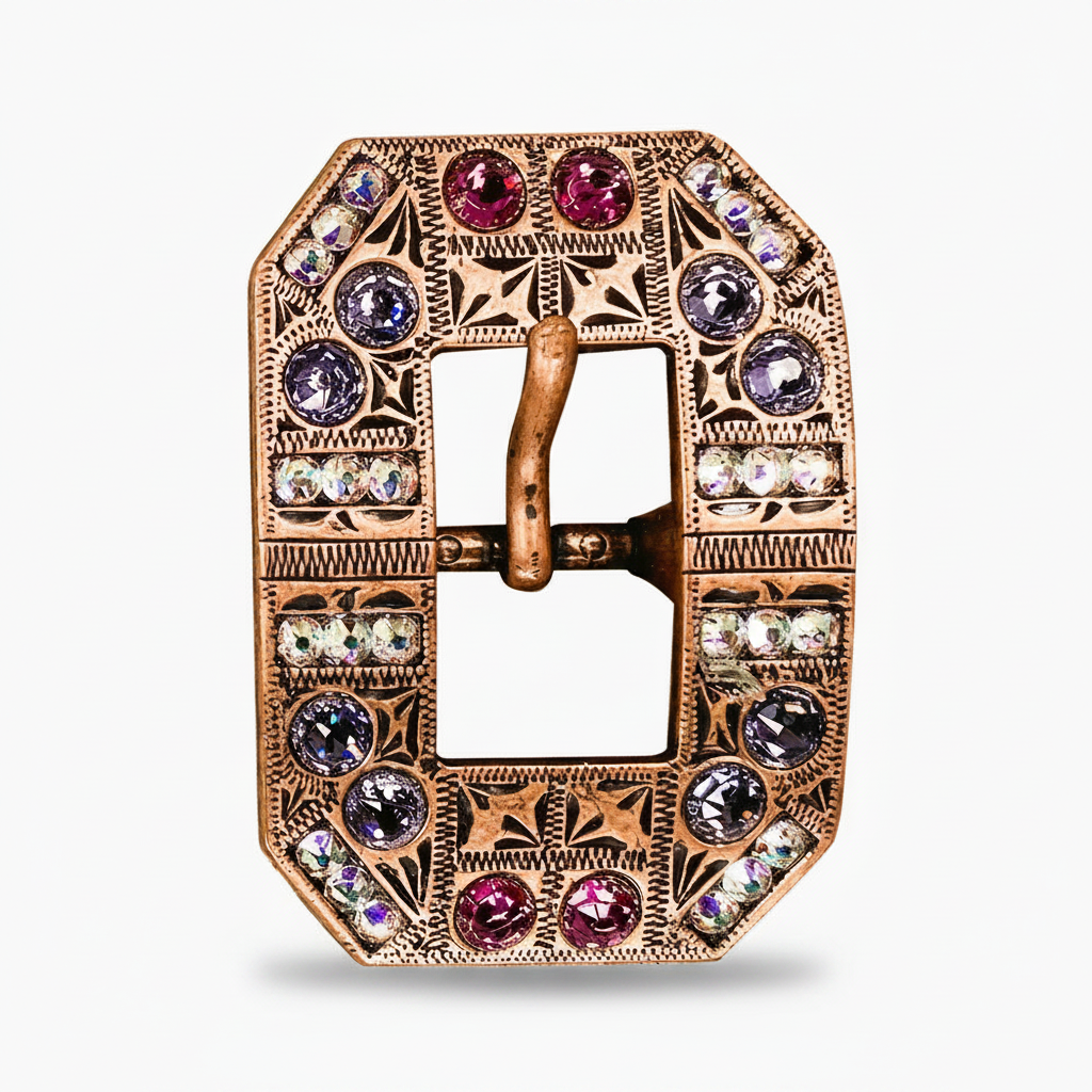 Copper Fuchsia - AB - Lilac Crystal Conchos | Sizes 1"- 3" | Buckles | Saddle Set | Leather Rosettes | Slide — view 8