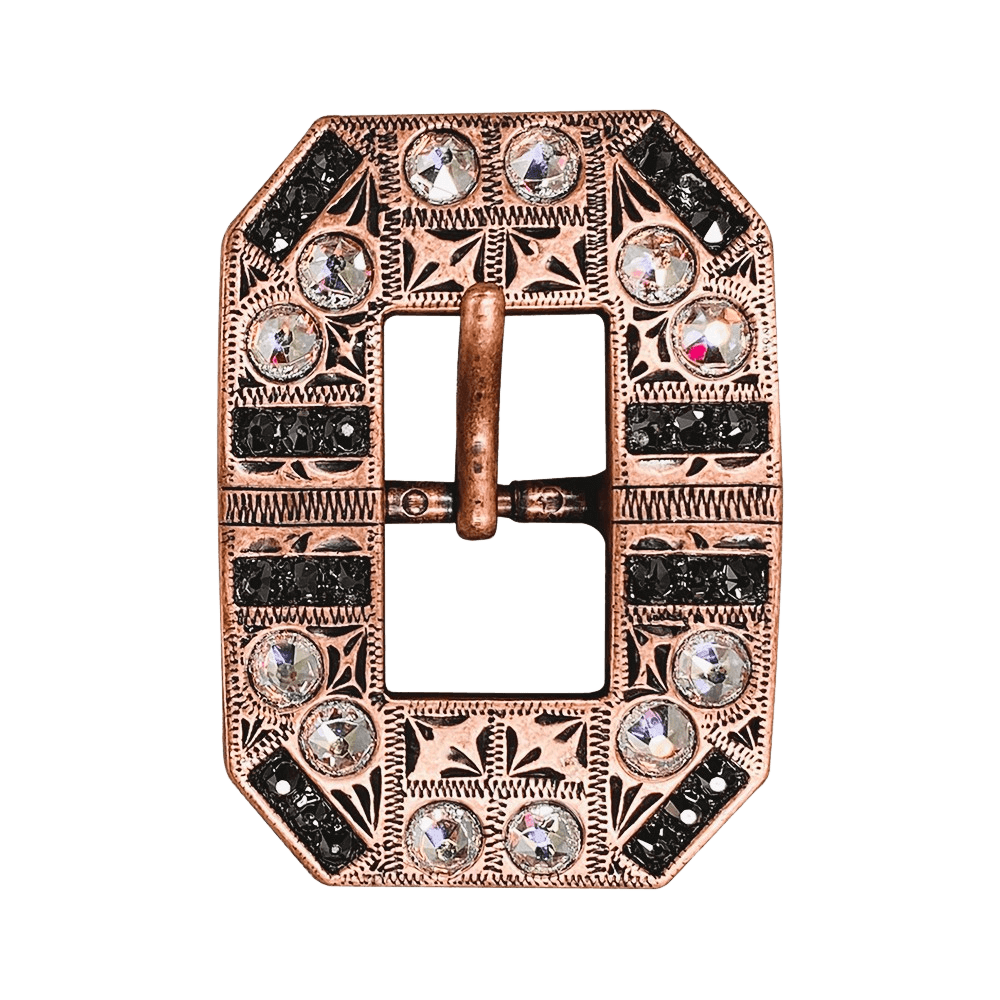 AB & Jet Copper European Crystal Square Cart Buckle