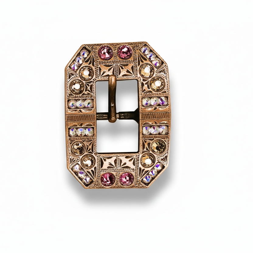 Copper Pink - AB - Champagne Crystal Conchos | Sizes 1"- 3" | Buckles | Saddle Set | Leather Rosettes | Slide — view 8