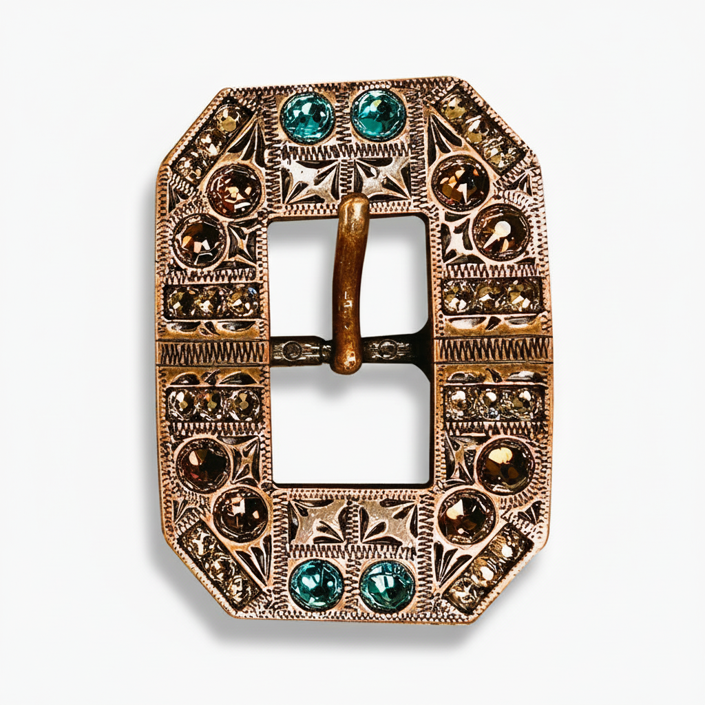 Copper Teal - Champagne - Topaz Crystal Conchos | Sizes 1"- 3" | Buckles | Saddle Set | Leather Rosettes | Slide — view 8