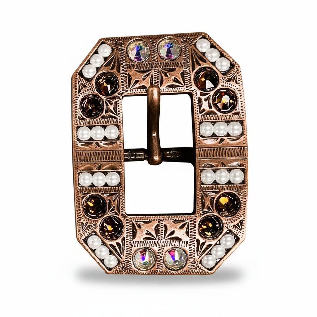 Copper Topaz - AB - Pearl Crystal Conchos | Sizes 1"- 3" | Buckles | Saddle Set | Leather Rosettes | Slide — view 8