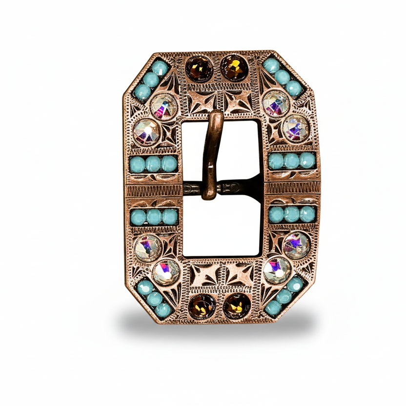 Copper Topaz - Turquoise - AB Crystal Conchos | Sizes 1"- 3" | Buckles | Saddle Set | Leather Rosettes | Slide — view 8