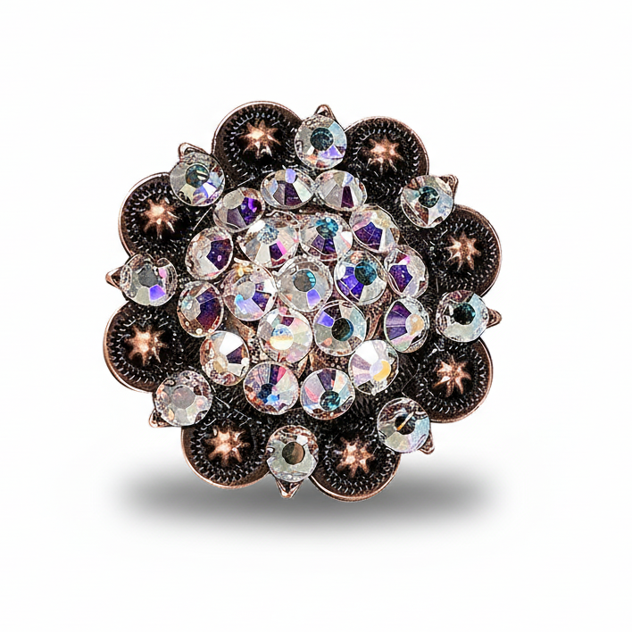 Copper AB Crystal Conchos | Sizes 1"- 3" | Buckles | Saddle Set | Leather Rosettes | Slide — view 5