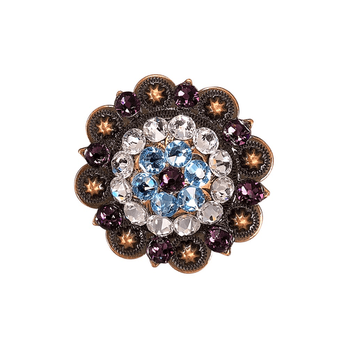 Amethyst, Aqua & Clear Copper 2" European Crystal Concho