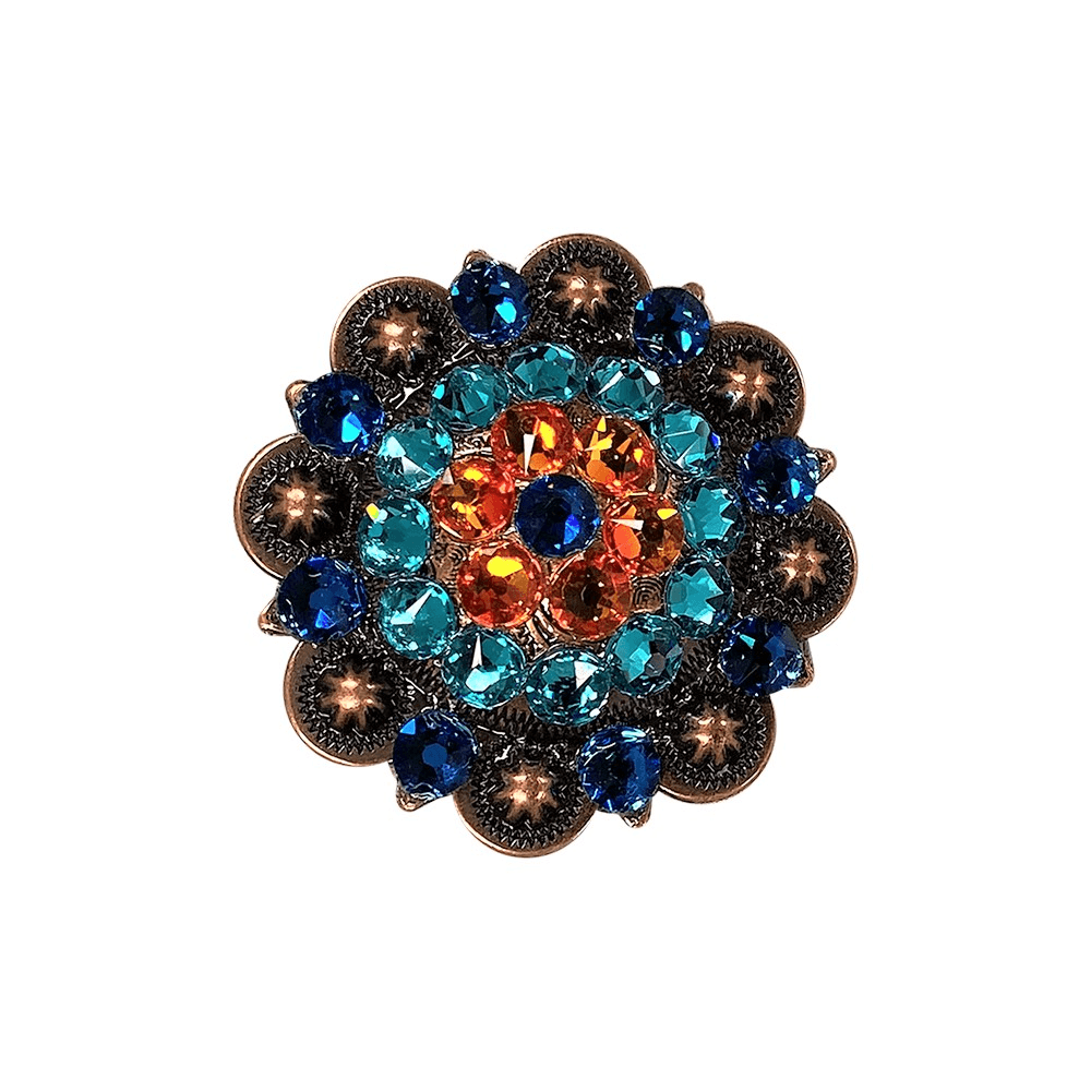 Capri Fire Opal & Teal Copper 2" European Crystal Concho