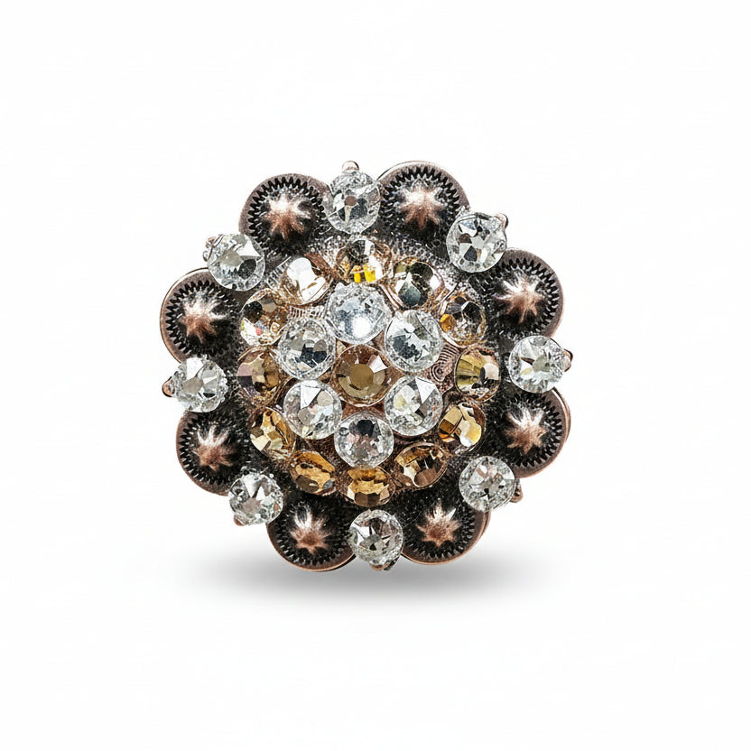 Copper Champagne - Clear Crystal Conchos | Sizes 1"- 3" | Buckles | Saddle Set | Leather Rosettes | Slide — view 5