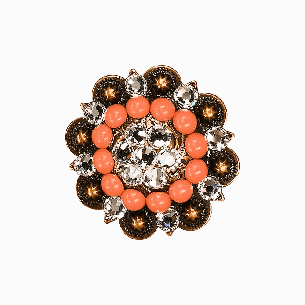 Fashion Coral & Clear Copper 2" European Crystal Concho