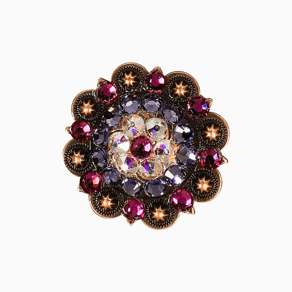 Fuchsia, AB & Lilac Copper 2" European Crystal Concho