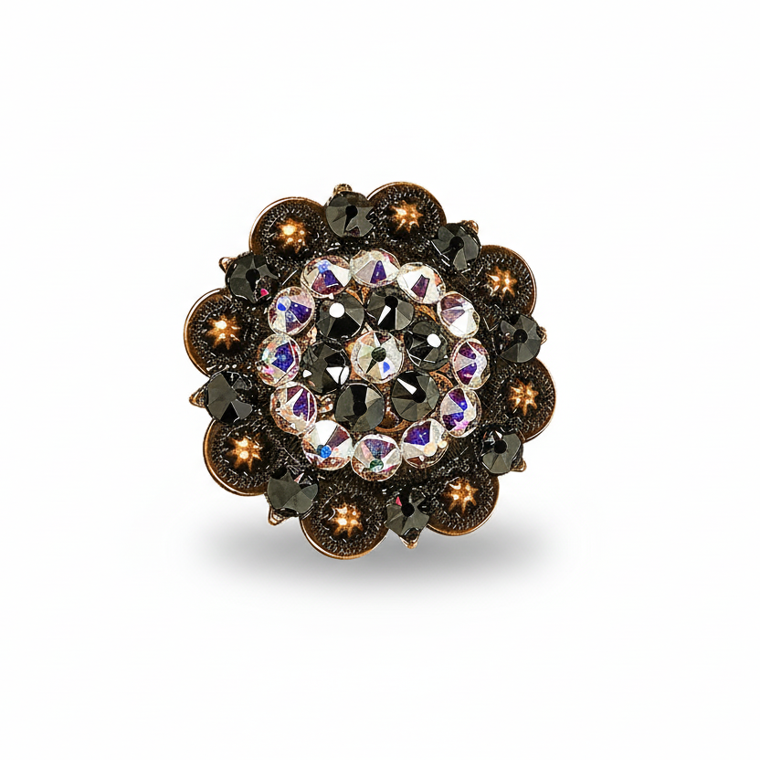 Copper Jet - AB Crystal Conchos | Sizes 1"- 3" | Buckles | Saddle Set | Leather Rosettes | Slide — view 5