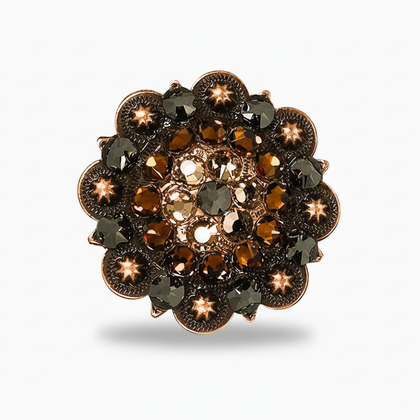 Copper Jet - Champagne - Topaz Crystal Conchos | Sizes 1"- 3" | Buckles | Saddle Set | Leather Rosettes | Slide — view 5