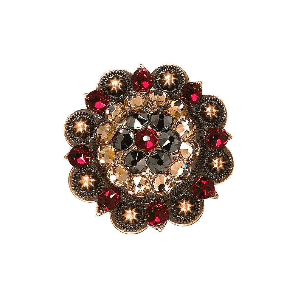 Ruby Jet & Champagne Copper 2" European Crystal Concho
