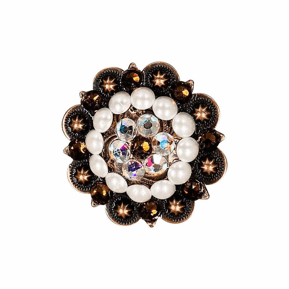 Topaz, AB & Pearl Copper 2" European Crystal Concho