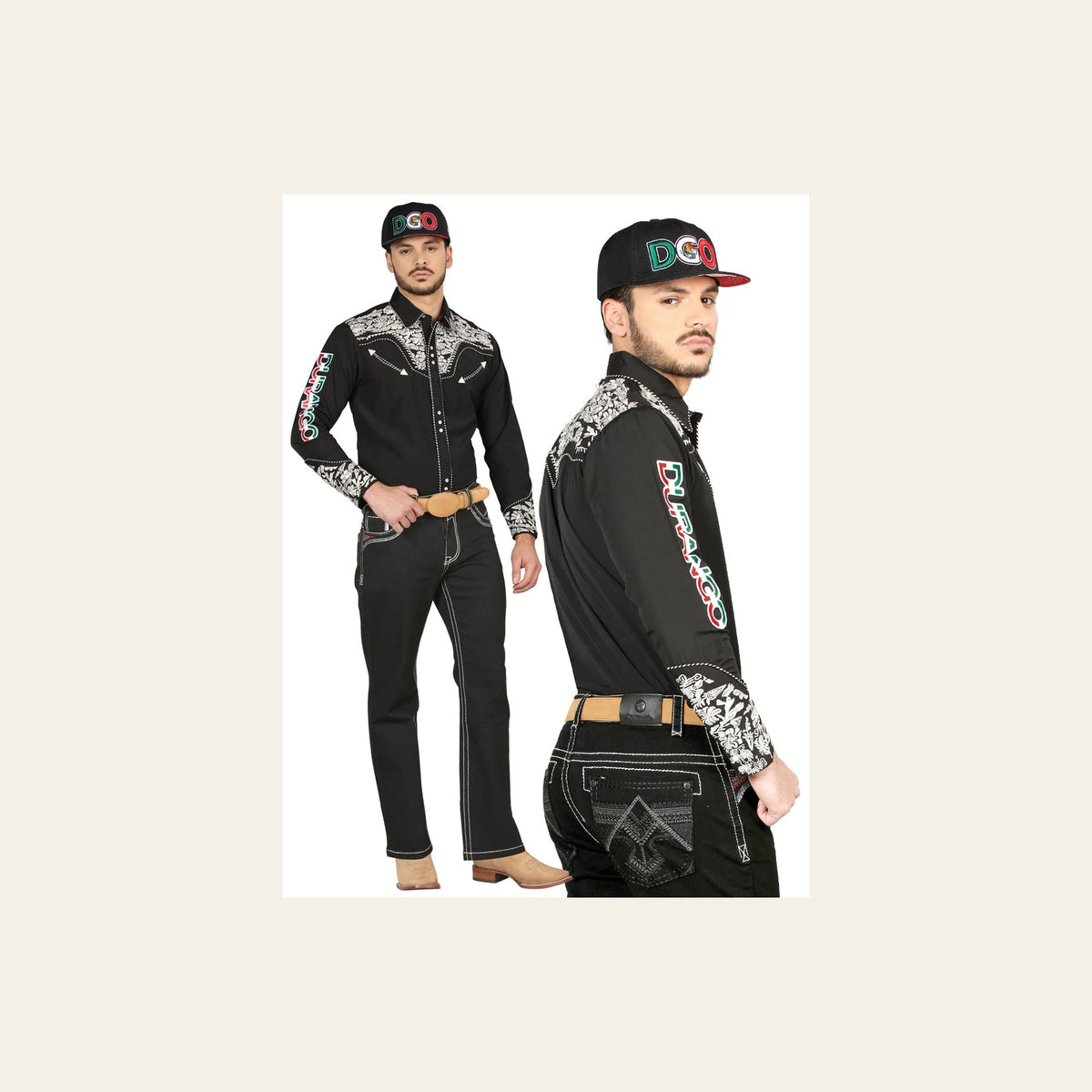 Centenario Bootcut Denim Jeans - Black 44964 on a warm cream background