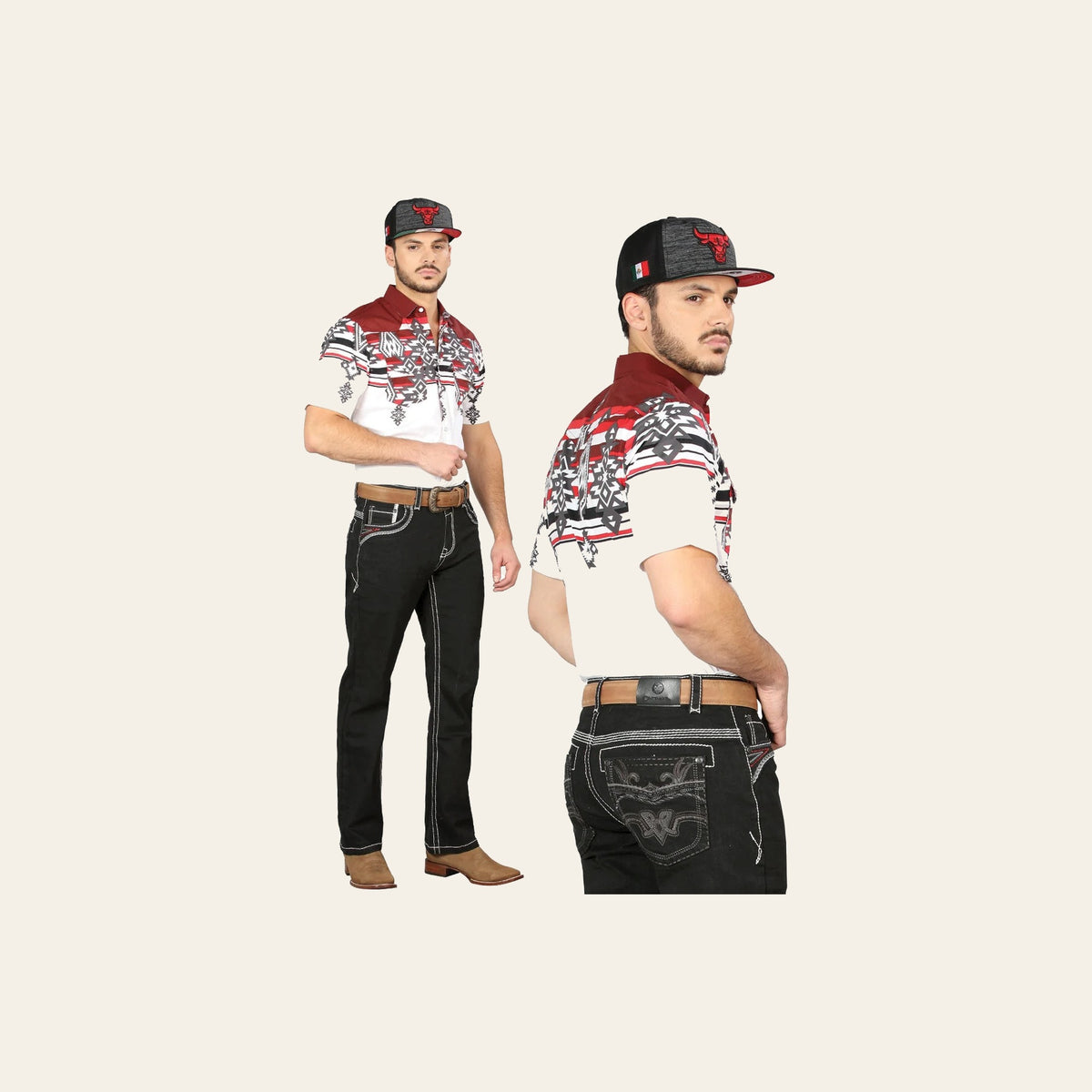 Centenario Bootcut Denim Jeans - Black 44972 on a warm cream background