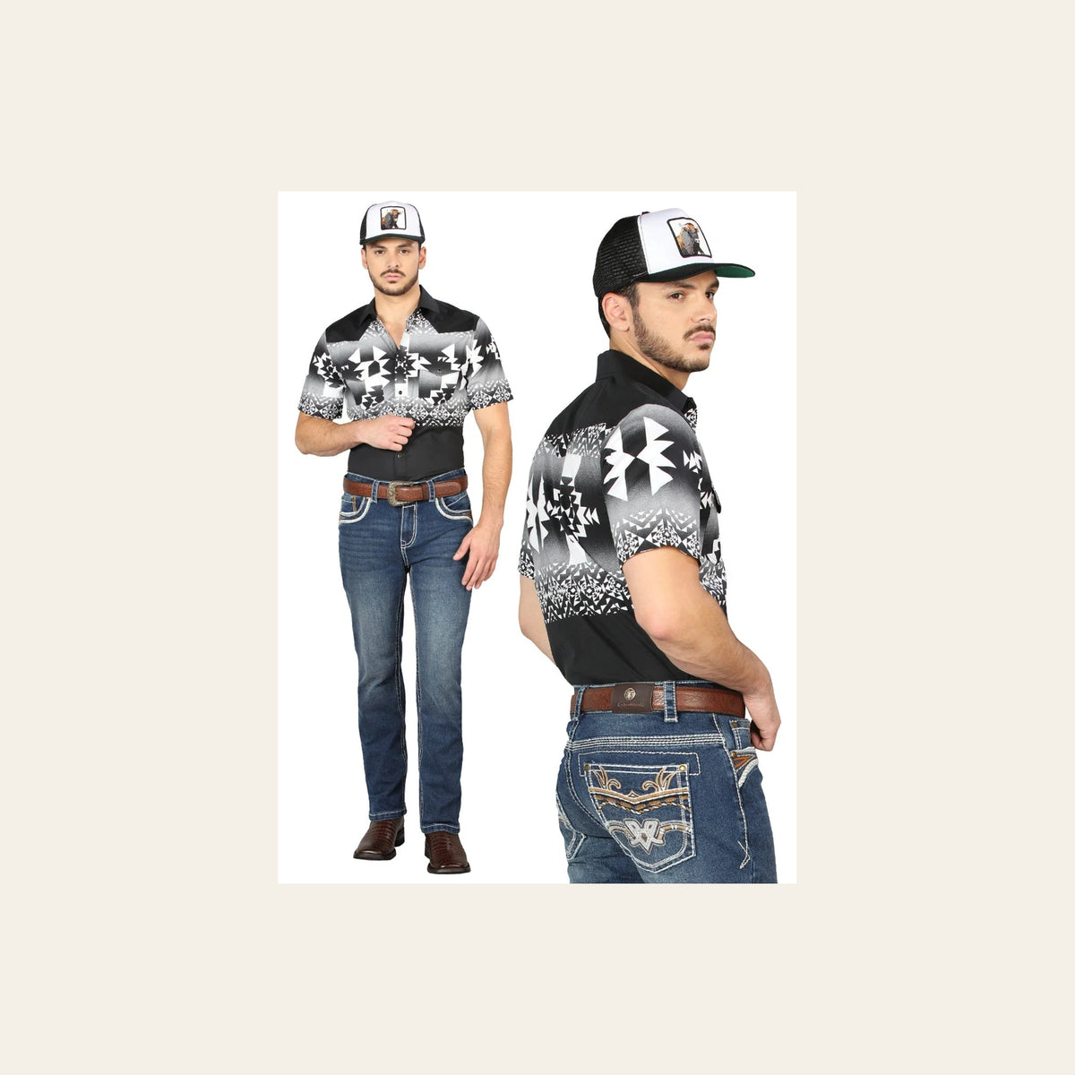 Centenario Bootcut Denim Jeans - Medium Blue 44973 on a warm cream background