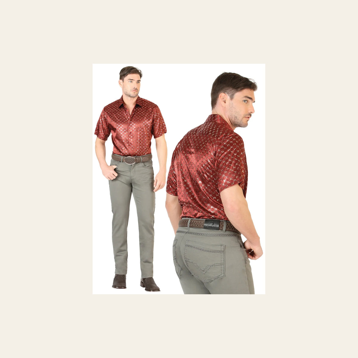 Centenario Extra Slim Fit Denim Pants - Grey 45541 on a warm cream background